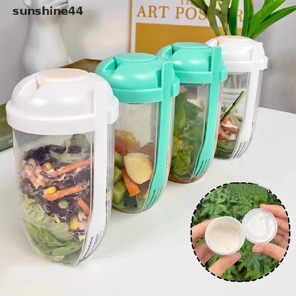 Sunshine Portable Breakfast Oatmeal Cereal Nut Yogurt Salad Cup Container Set Dengan Garpu ID