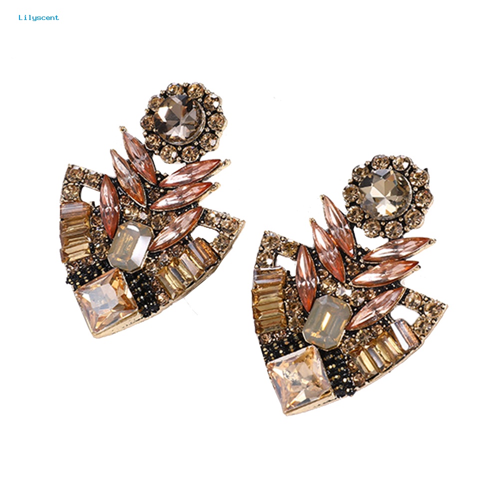 Lilyscent Wanita Fashion Berlian Imitasi Berlebihan Bohemian Ear Stud Earrings Perhiasan Hadiah