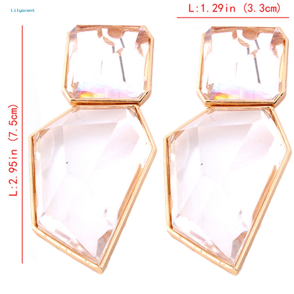 Lilyscent Vintage Wanita Geometris Menjuntai Shiny Resin Berlebihan Anting Perhiasan Hadiah