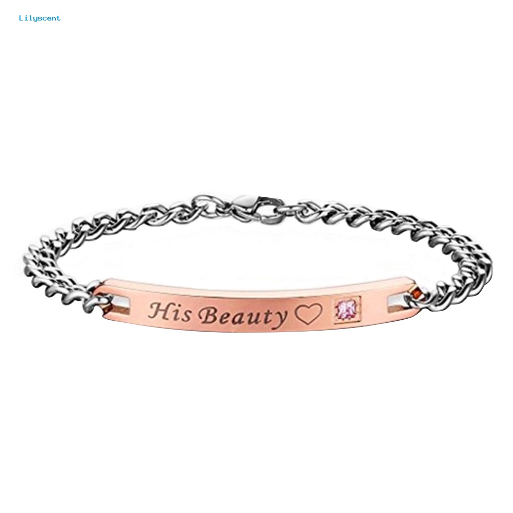 Lilyscent Romantic Her Beast King His Beauty Queen Pasangan Pecinta Gelang Titanium Steel