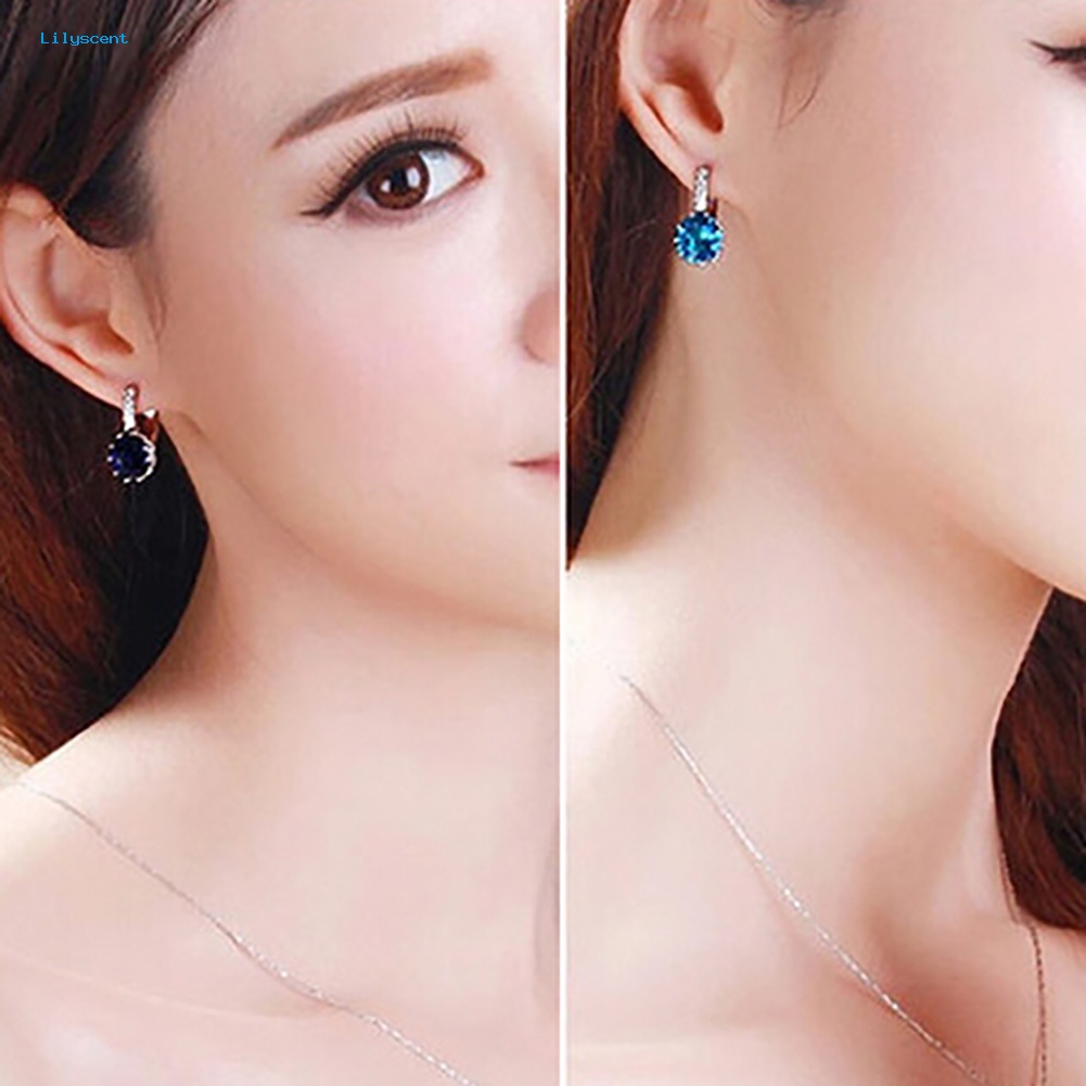 Lilyscent Wanita Fashion Berlapis Emas 9K Zirkon Berlian Imitasi Huggie Earrings Perhiasan Hadiah