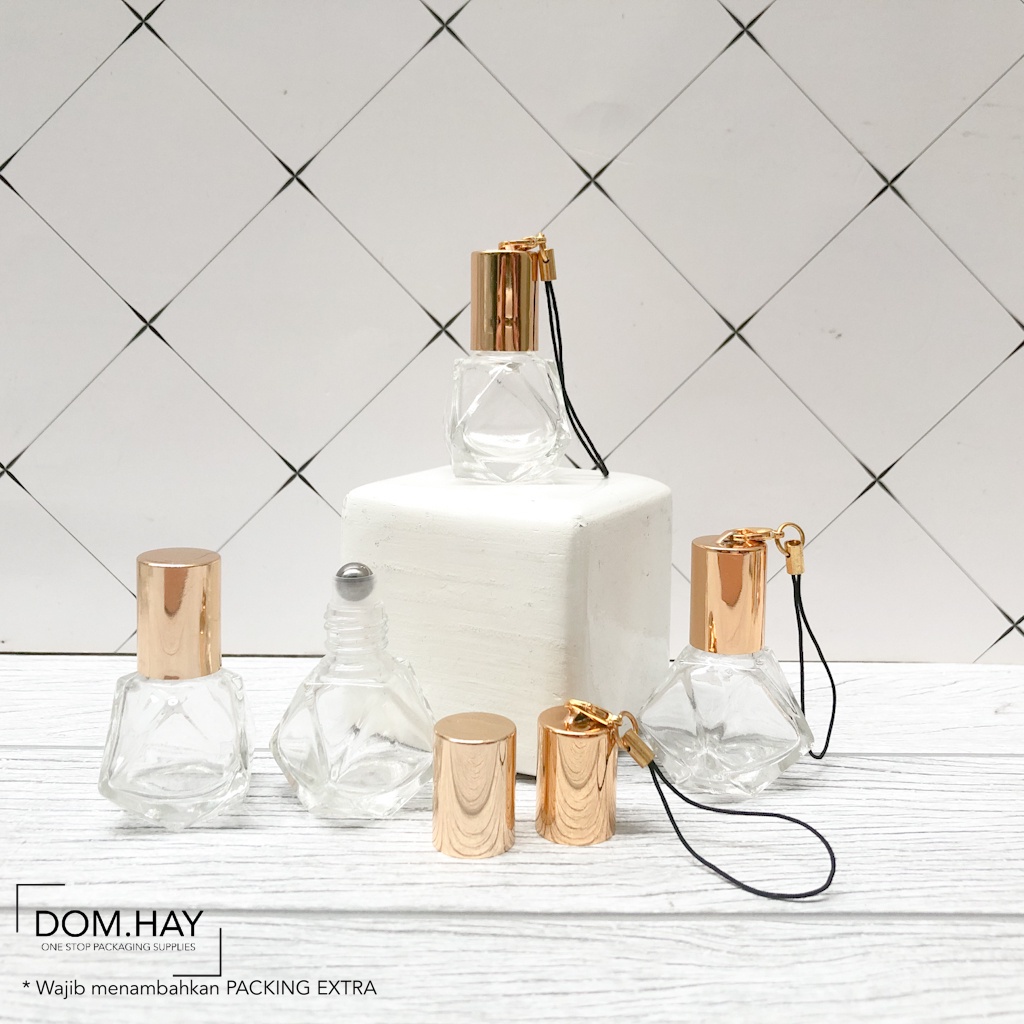 8ml Diamond Clear Botol Roll On Kaca UNIK Metal Roller Bottle Essential Oil  Parfum Roll  FL