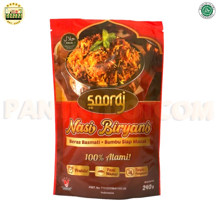 

[Ready Stock]cod SOORAJ NASI BIRYANI - BERAS BASMATI BUMBU INSTAN - 240g