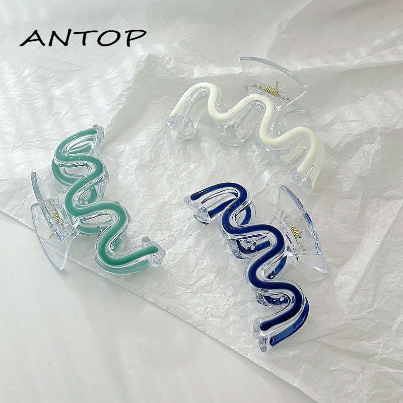 [Antop Termurah] Jepit Rambut Warna Polos Menyegarkan Musim Panas Hair Claw Clip W-shaped Drop Glaze