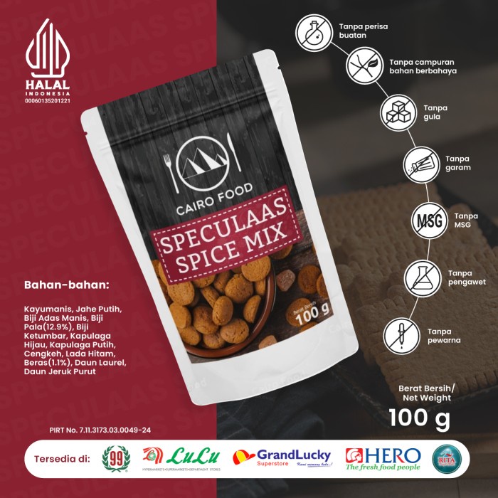 

[Ready Stock]Cod Bumbu Speculaas Spice Mix Cairo Food - 100 Gram