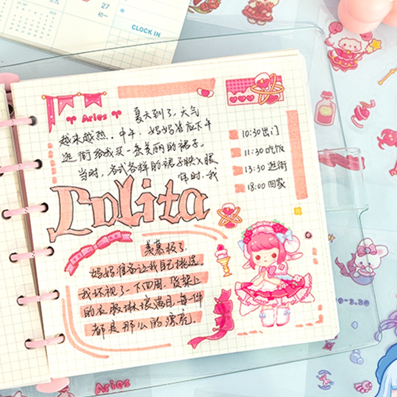 100 Lembar Kotak Kartun Dua Belas Rasi Bintang Seri Stiker Gadis Diary Deco DIY Decals Stickers