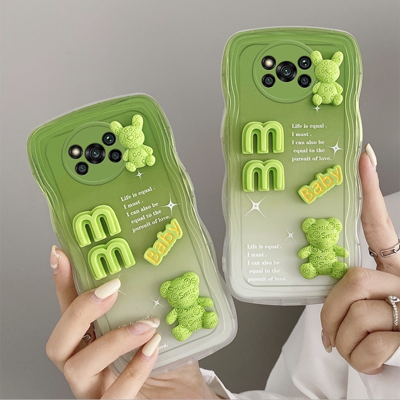 Andyh Casing Ponsel Untuk Xiaomi Poco X3 NFC X3 Pro Phone Case 3D Alphabet Bear Pelindung Kamera Pelindung Penutup Belakang Couple Case