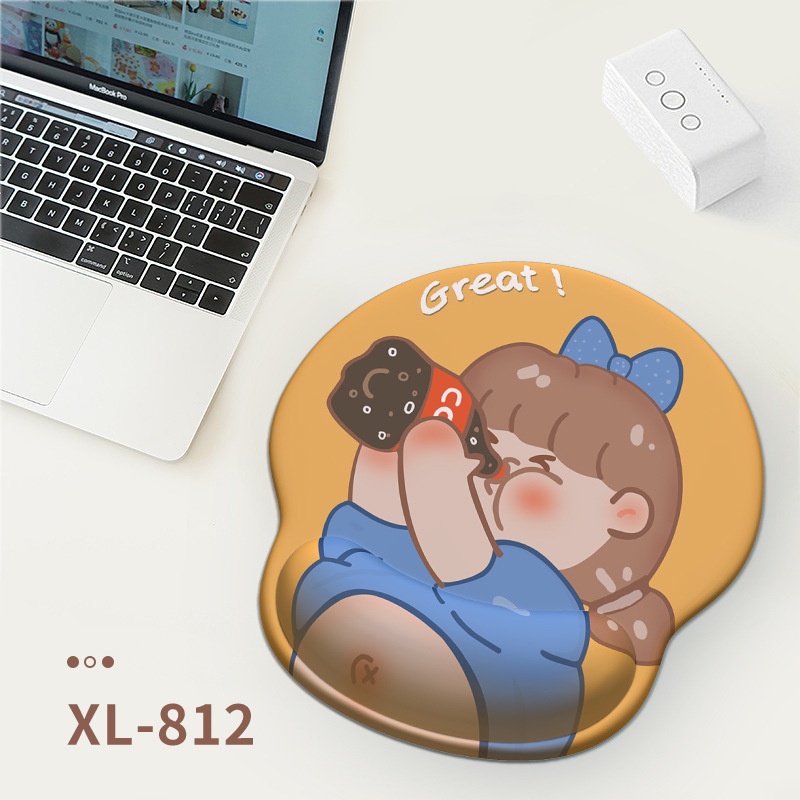 Kawaii Anime Mouse Pad Dengan Penopang Pergelangan Tangan Anti Slip Silikon Hand Rest 3D Kartun Lucu Tikus Mat