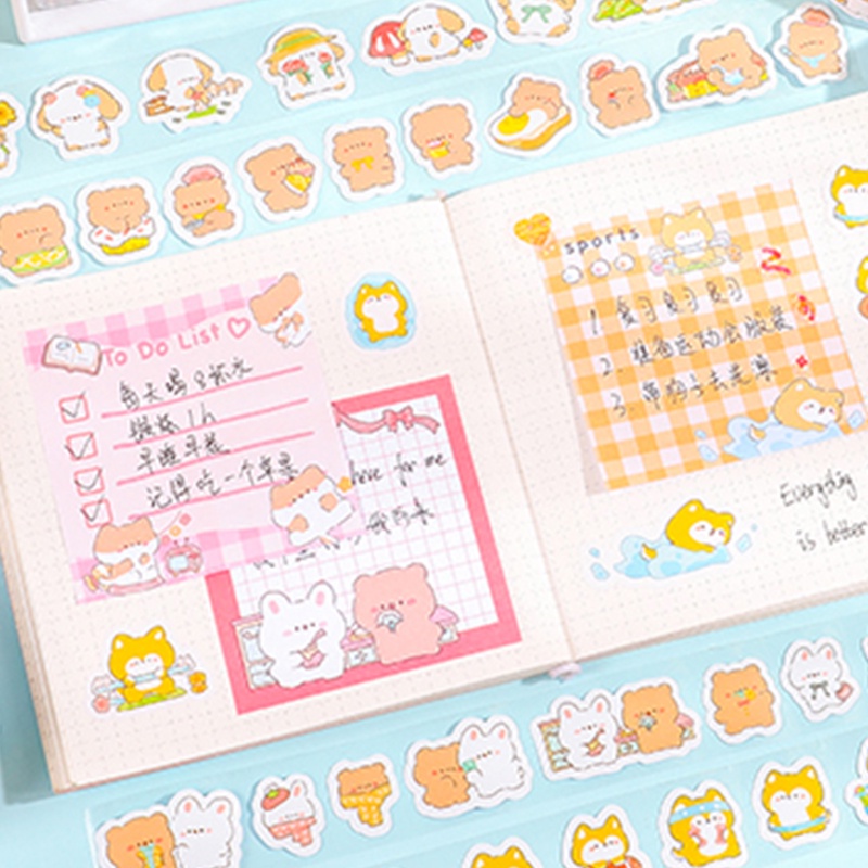 3meter Lucu Kartun Pets Series Tape Stiker Siswa Scrapbook Deco DIY Decals Tape