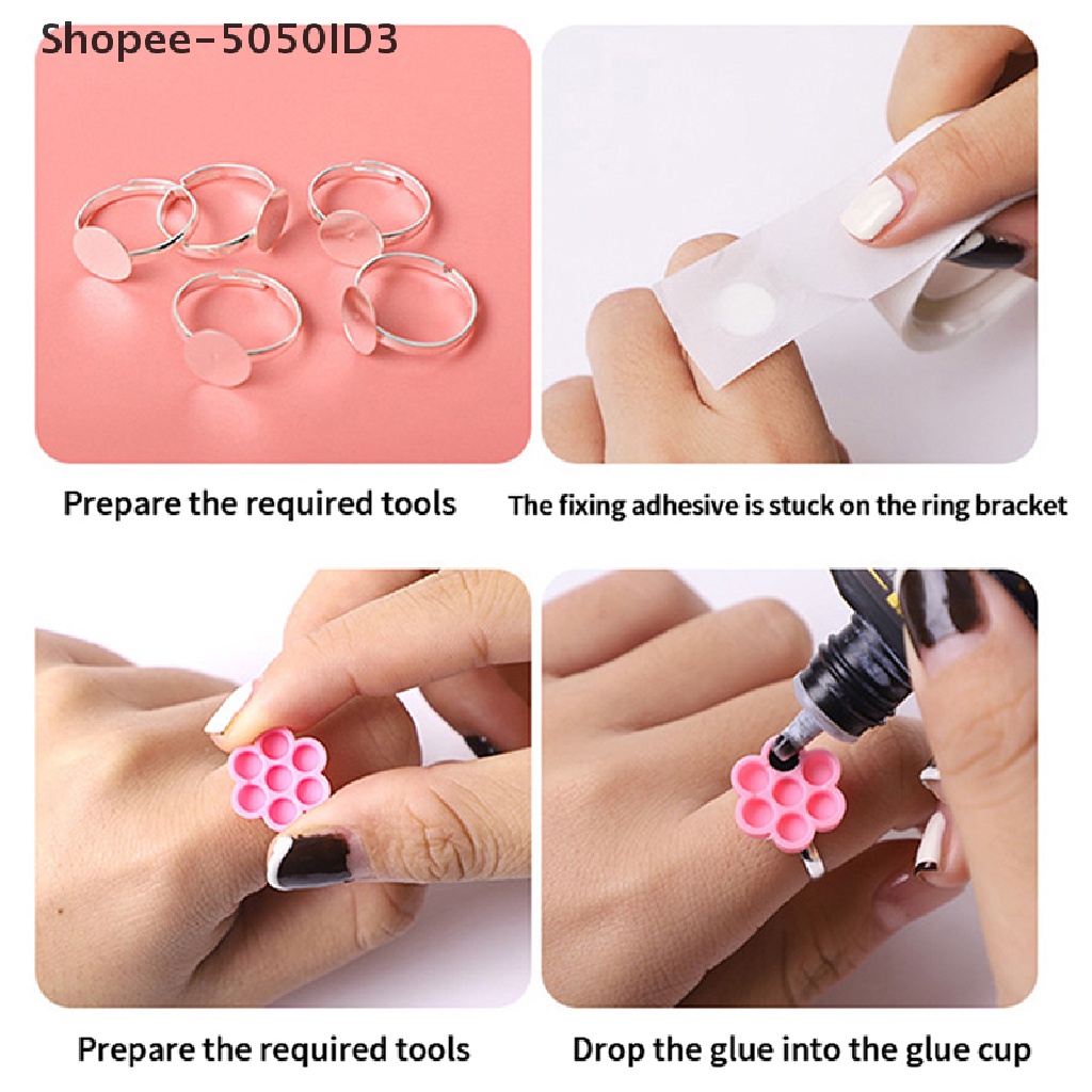 [HOT] 10pcs Holder Palet Cincin Lem Bahan Stainless Steel Untuk Eyelash Extension [ID]