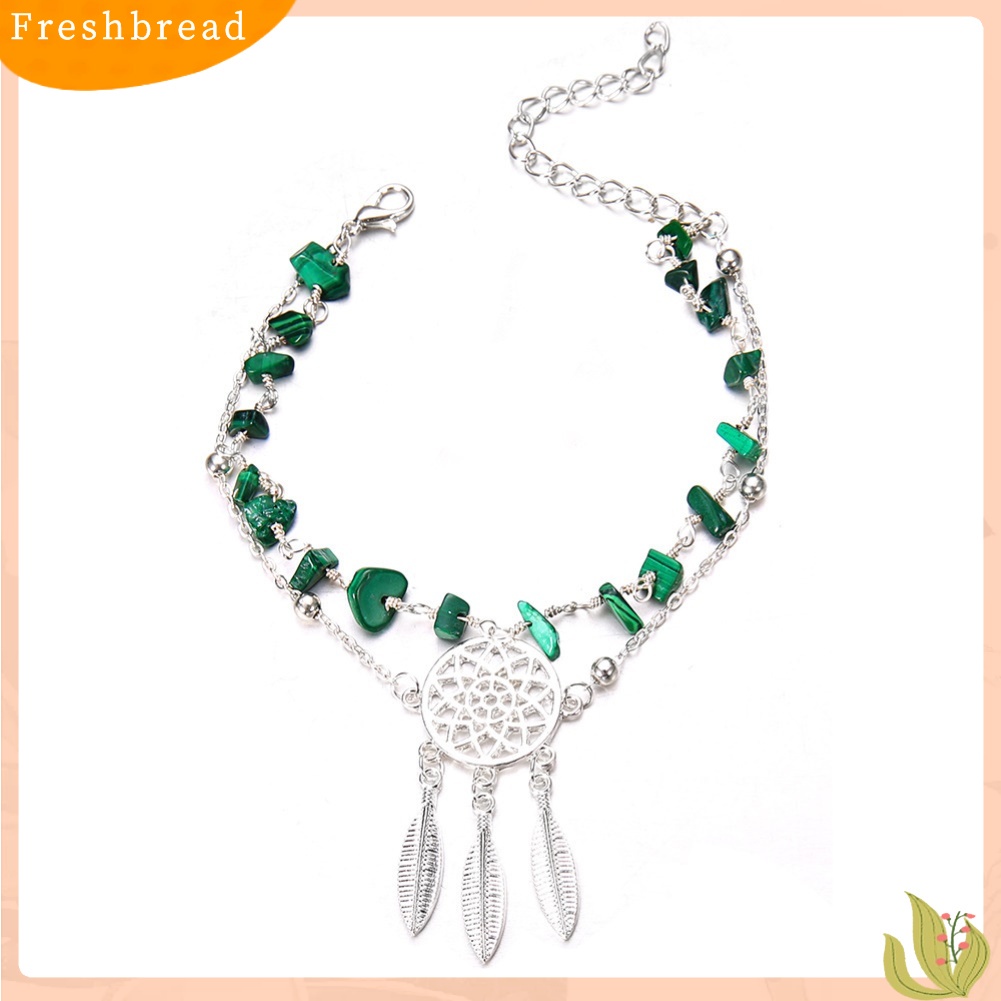 &lt; Freshbread &gt; Wanita Multilayer Dream Catcher Faux Turquoise Beaded Foot Chain Anklet Bracelet