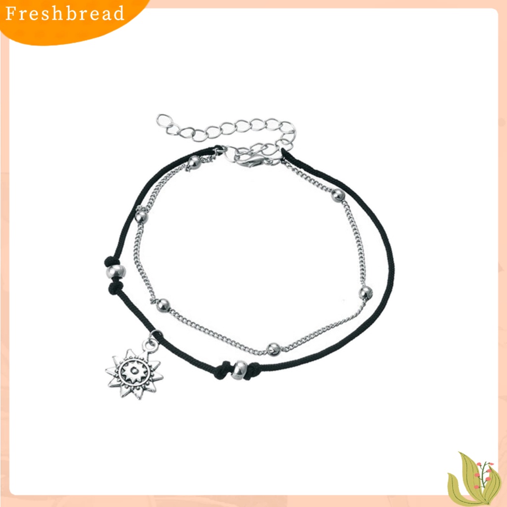 &lt; Freshbread &gt; Gelang Kaki Rantai Bentuk Matahari Nyaman Untuk Menyimpan Perhiasan Gelang Kaki Wanita Warna Silver Untuk Hadiah