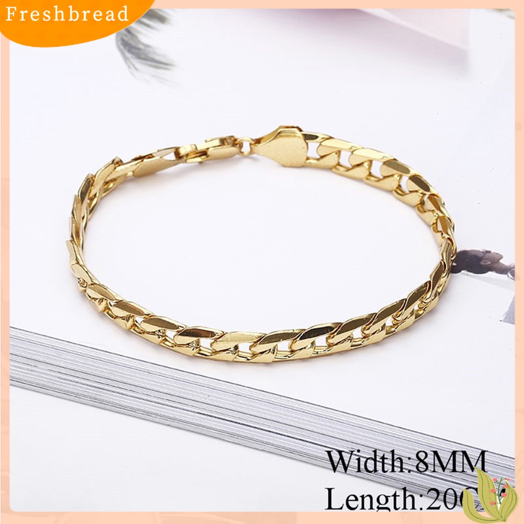 &lt; Freshbread &gt; Gelang Rantai Glossy Susah Tarnish Gaya Hip Hop Cuban Chain Bracelet Untuk Hadiah