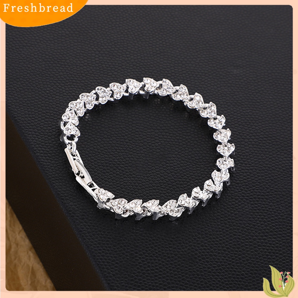 &lt; Freshbread &gt; Wanita Gelang Hati Kristal Imitasi Fashion Mengkilap Semua Pertandingan Bangle Gadis Hadiah