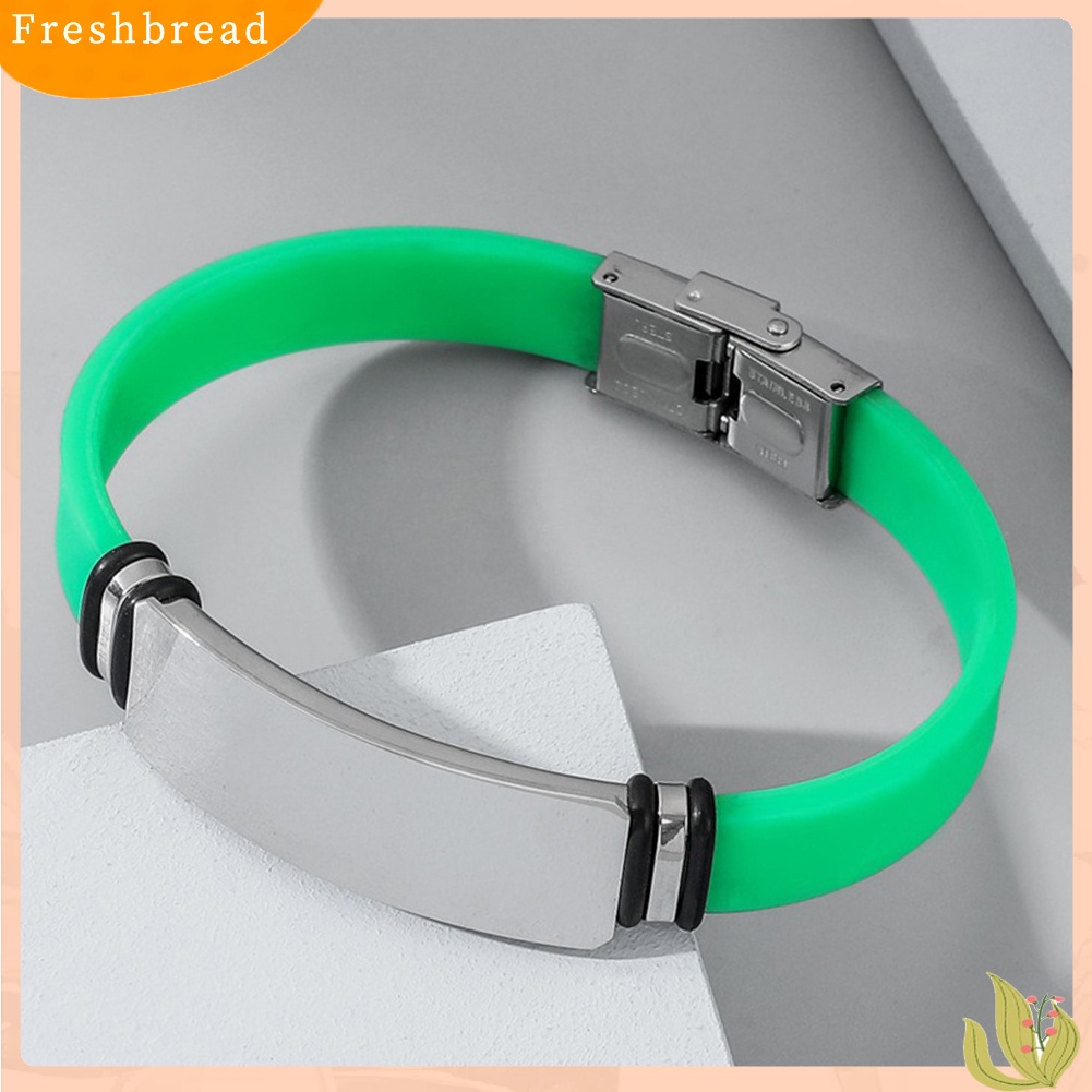 &lt; Freshbread &gt; Fashion Sederhana Unisex Bangle Logam Silikon Gelang Tangan Pasangan Perhiasan Hadiah