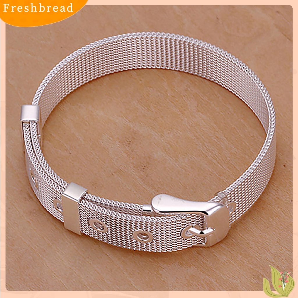 &lt; Freshbread &gt; Gelang Adjustable Pengerjaan Halus Silver Plated Adjustable Belt Gesper Untuk Pakaian Sehari-Hari