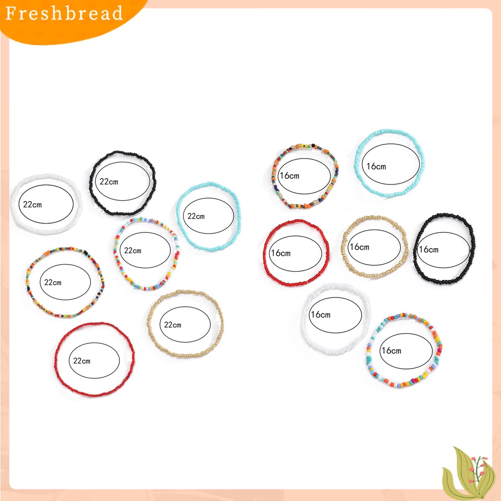 &lt; Freshbread &gt; 7Pcs Gelang Wanita Manik-Manik Perhiasan Warna-Warni Manik-Manik Warna Kontras Elastis Gelang Kaki Gelang Kaki Untuk Pantai