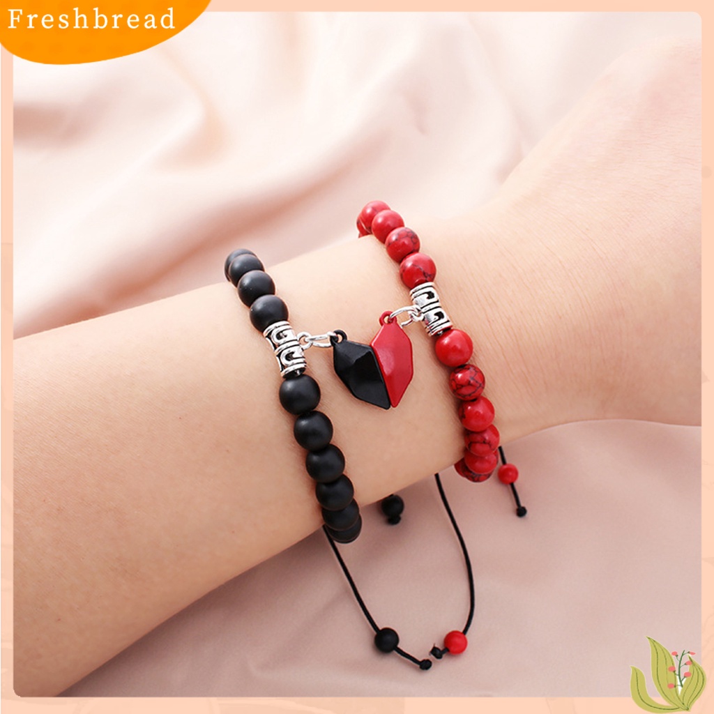 &lt; Freshbread &gt; 2Pcs Gelang Couple ic Hati Pria Wanita Kilau Terang Halus Yang Sesuai Dengan Kekasih Gelang Perhiasan Hadiah