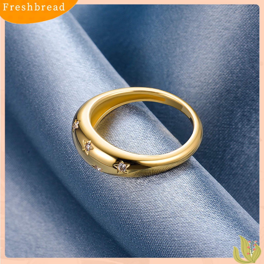 &lt; Freshbread &gt; Cincin Indah Gaya Paduan Motif Bintang Cincin Jari Halus Untuk Pertunangan