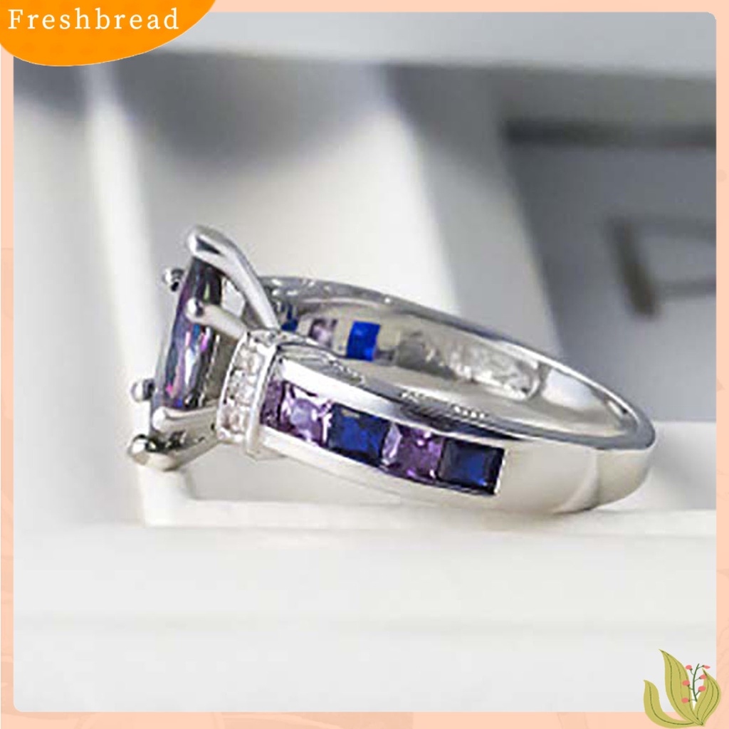 &lt; Freshbread &gt; Wanita Trendi Cincin Warna-Warni Cubic Zirconia Tidak Mudah Pecah Cincin Jari Fashion Mewah Untuk Perjamuan