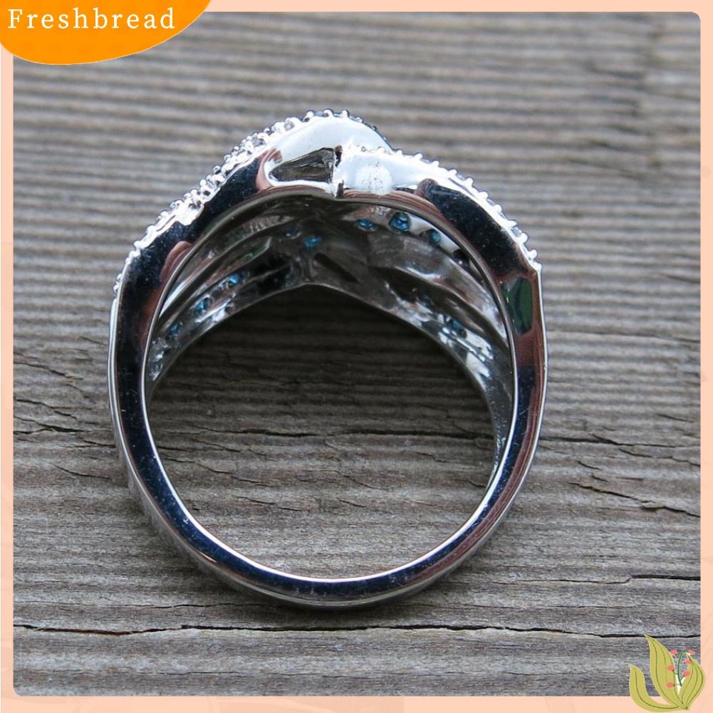 &lt; Freshbread &gt; Wanita Cincin Jari Besar Mode Safir Imitasi Hias Pernikahan Pertunangan Perhiasan