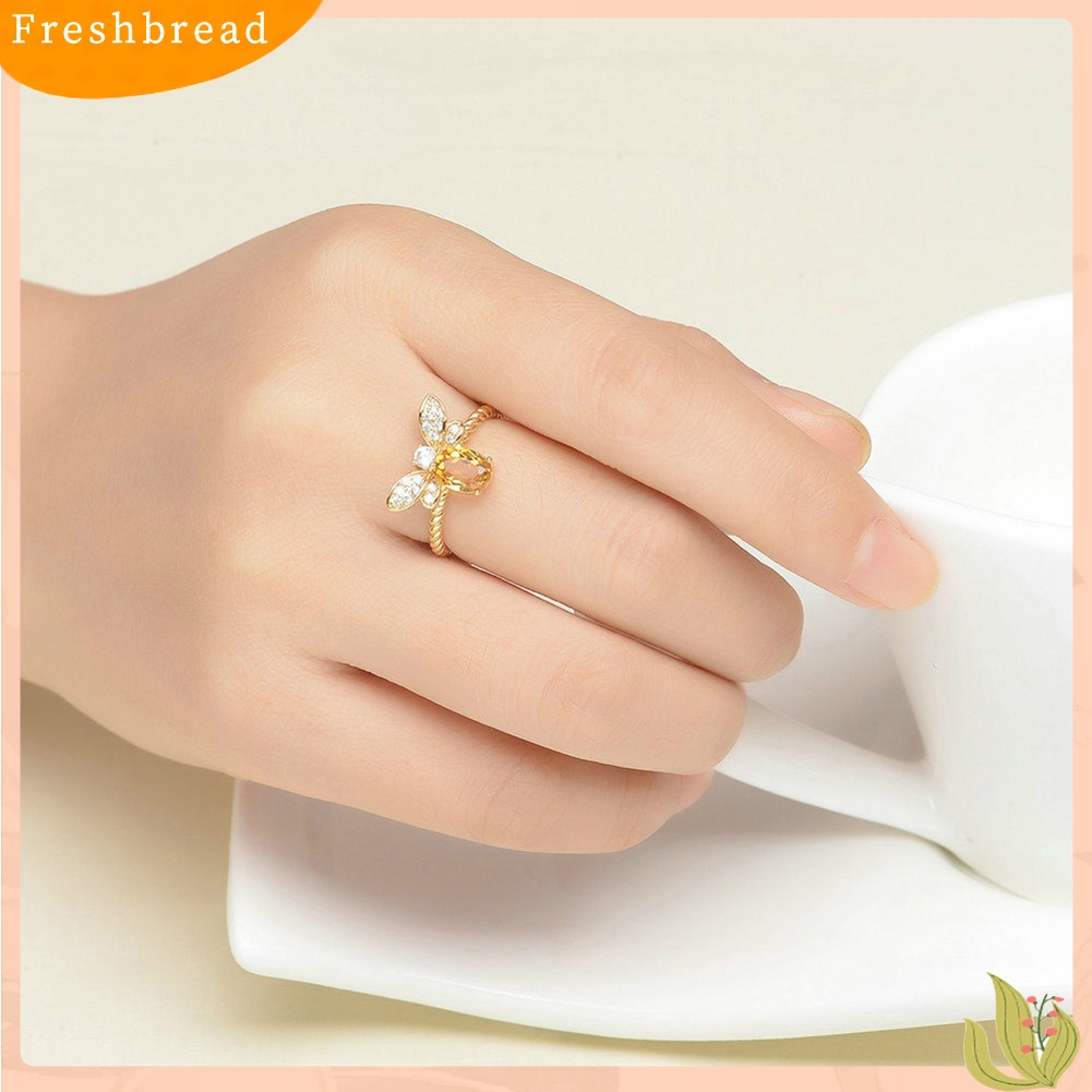 &lt; Freshbread &gt; Anting Pejantan Berlian Imitasi Berbentuk Lebah Serangga Elegan Pembukaan Cincin Lady Jewelry