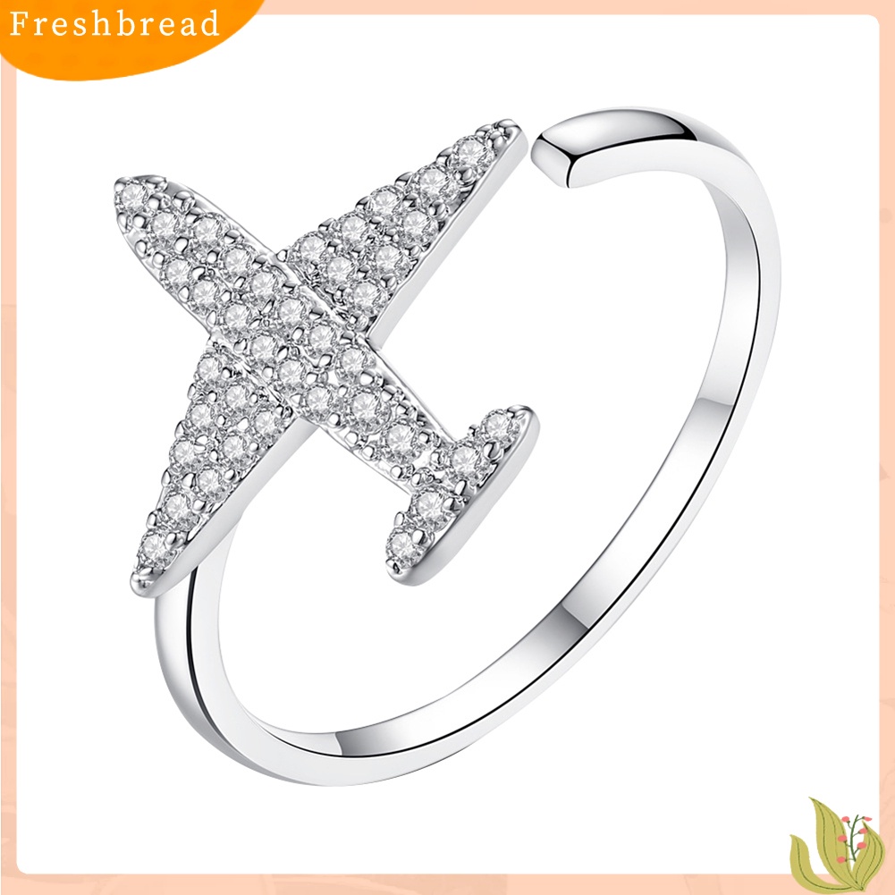 &lt; Freshbread &gt; Wanita Keren Berlian Imitasi Pesawat Manset Cincin Pernikahan Janji Pertunangan Pesta Jewely