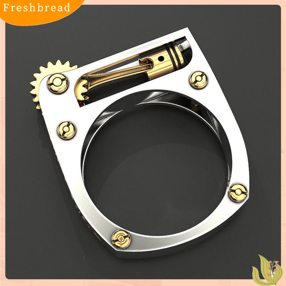 &lt; Freshbread &gt; Punk Pria Wanita Mekanik Gear Geometris Band Jari Cincin Pesta Perhiasan Hadiah