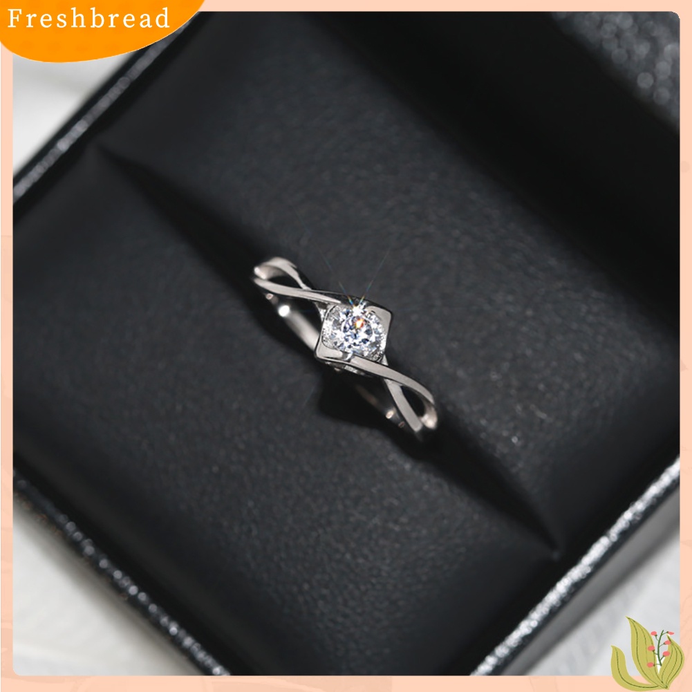 &lt; Freshbread &gt; Fashion Berongga Cubic Zirconia Wanita Pertunangan Pernikahan Band Jari Cincin Perhiasan