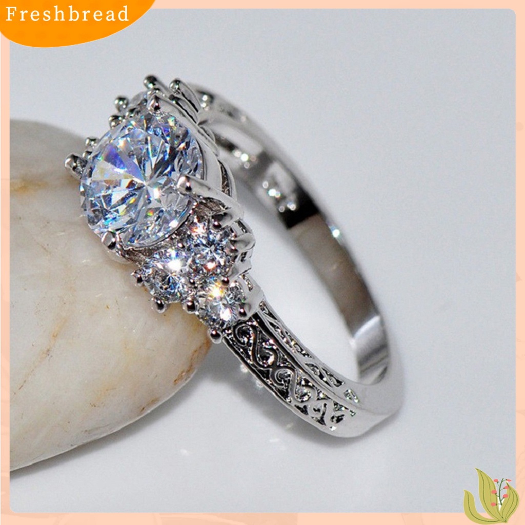 &lt; Freshbread &gt; Mewah Cubic Zirconia Bertatahkan Wanita Pertunangan Pesta Pernikahan Cincin Perhiasan Hadiah