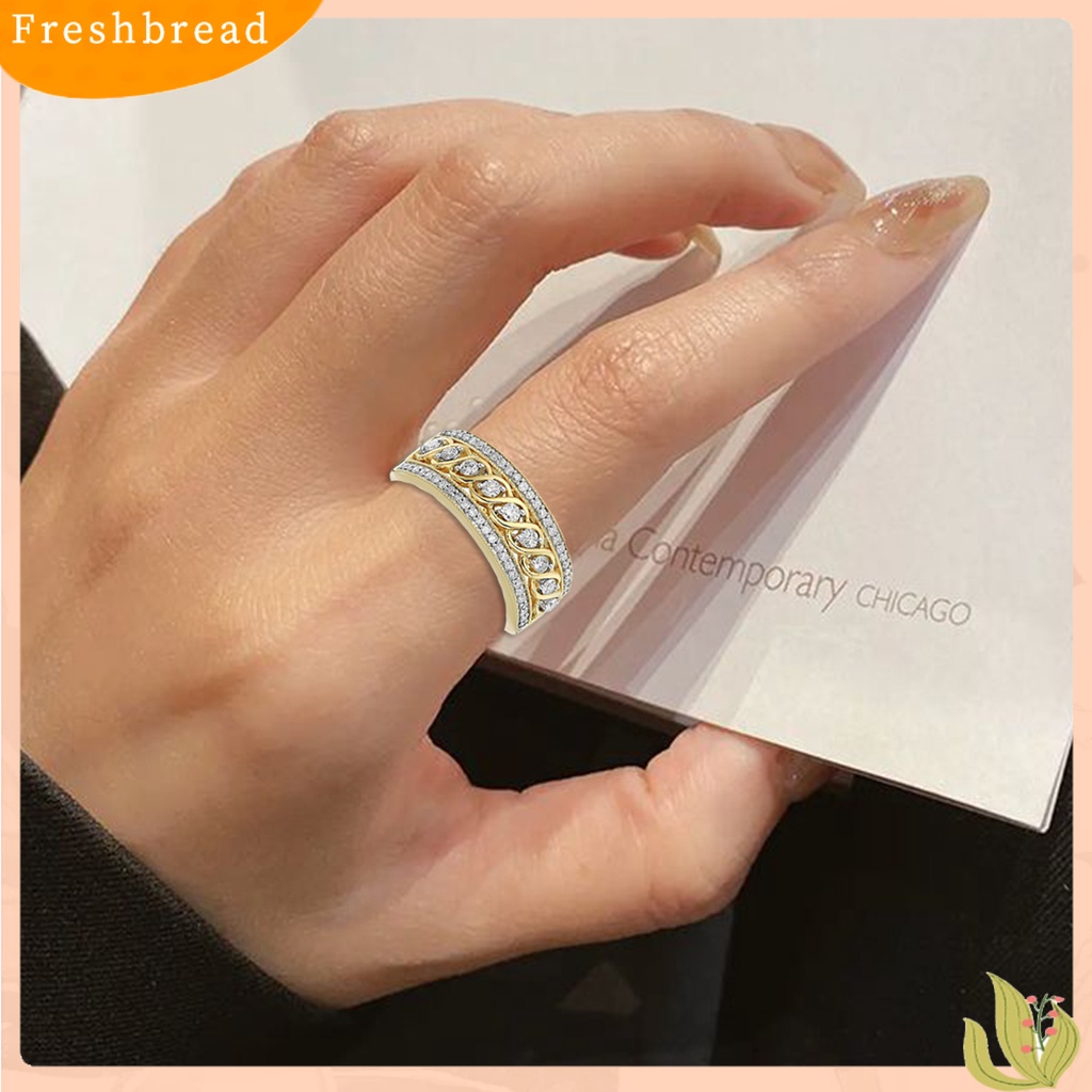 &lt; Freshbread &gt; Wanita Cincin Gaya Barat Berongga Memutar Emas Unisex Bling Berlian Imitasi Pria Jari Cincin Perhiasan Aksesoris
