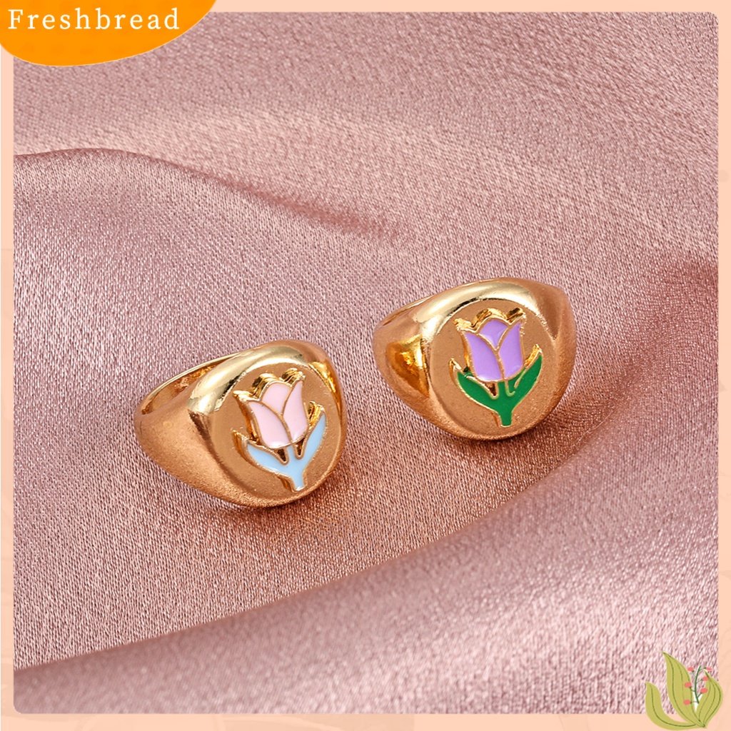 &lt; Freshbread &gt; Wanita Cincin Geometris Electroplating Vintage Menawan All-match Hadiah Hias Cinta Hati Bunga Enamel Jari Cincin Pesona Perhiasan Untuk Pakaian Sehari-Hari