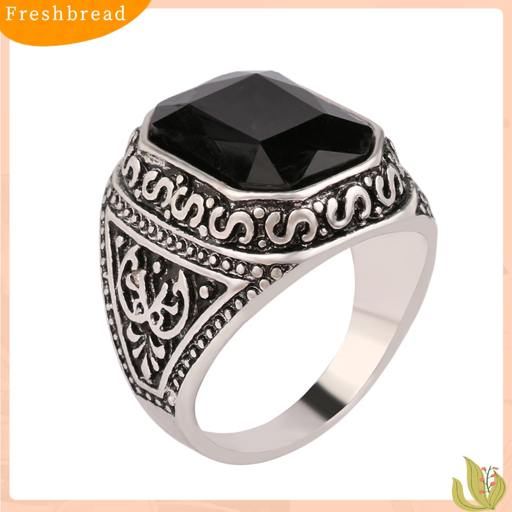 &lt; Freshbread &gt; Vintage Wanita Pria Pesona Geometris Ukir Cincin Pasangan Jari Perhiasan Ukuran7-10