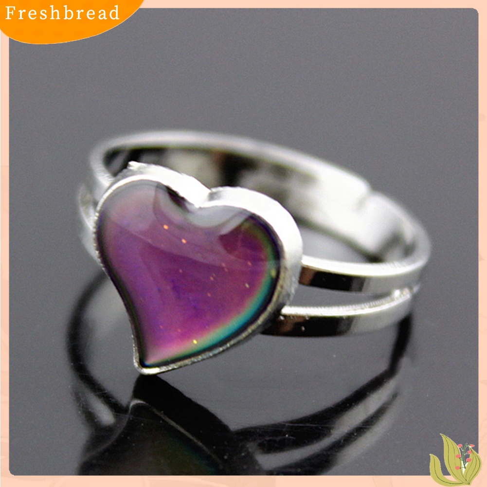 &lt; Freshbread &gt; Unisex Fashion Bentuk Hati Berubah Warna Mood Jewelry Lovers Couple Ring