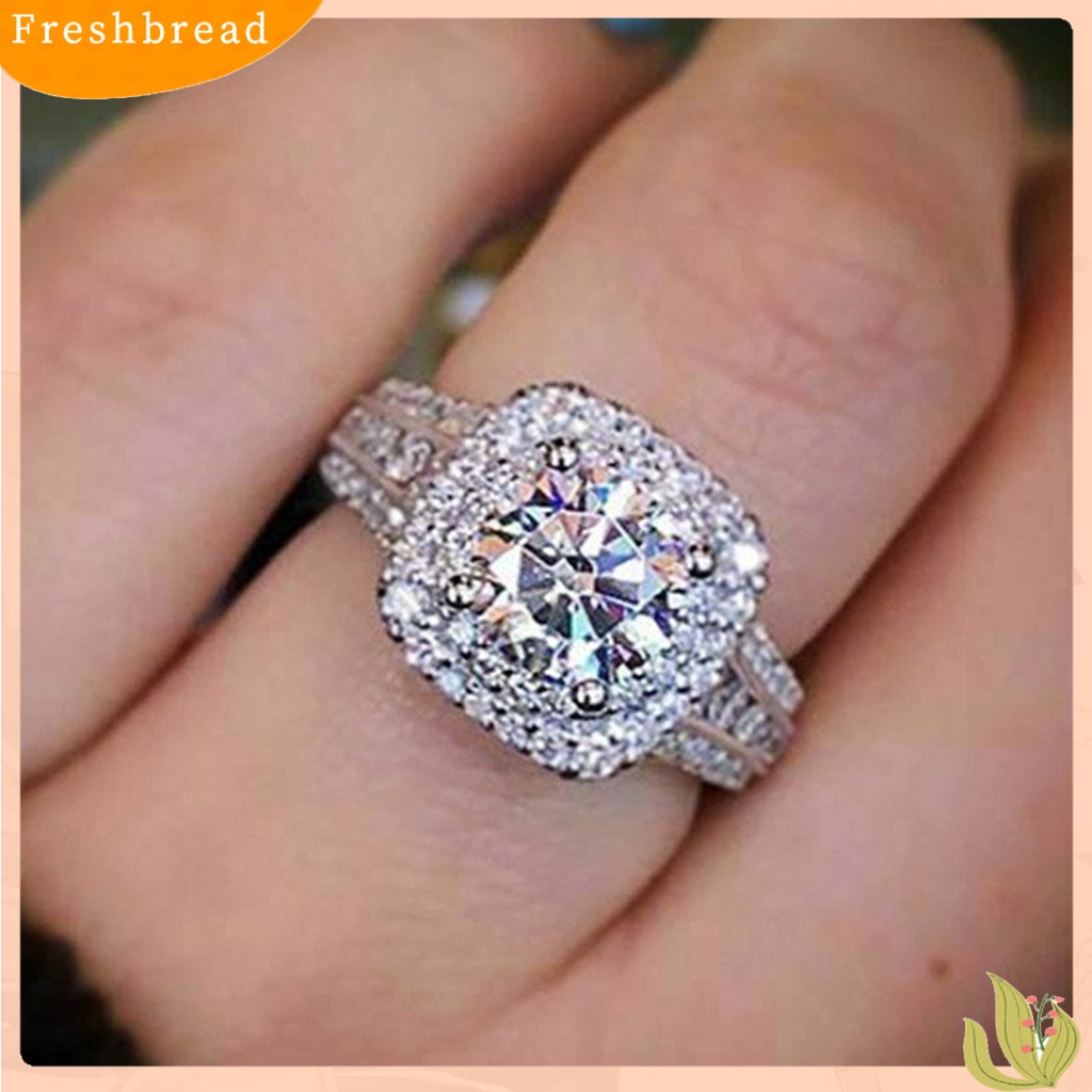 &lt; Freshbread &gt; Cincin Wanita Berlian Imitasi Hias Tidak Luntur Ringan Double Layers Wedding Circlet Untuk Ulang Tahun