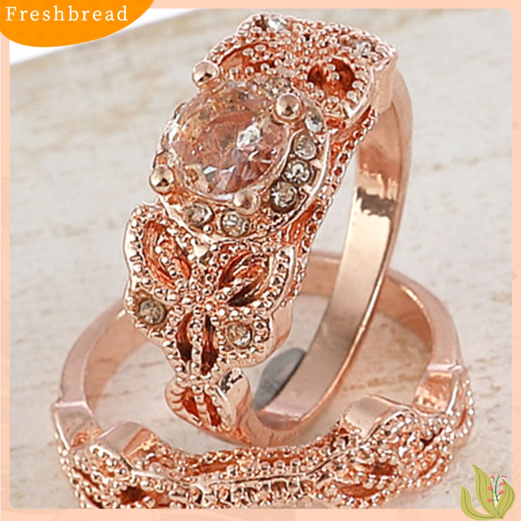 &lt; Freshbread &gt; 1set Cincin Lady Hias Berlian Imitasi Vintage Alloy Bulat Wanita Circlet Untuk Lamaran