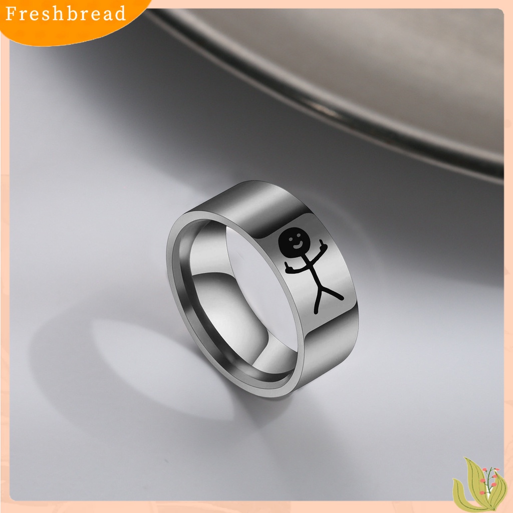 &lt; Freshbread &gt; Cincin Pasangan Hip Hop Dipoles Fashion Perhiasan Hadiah Baja Titanium Gambar Tangan Stickman Graffiti Women Ring Untuk Perjamuan