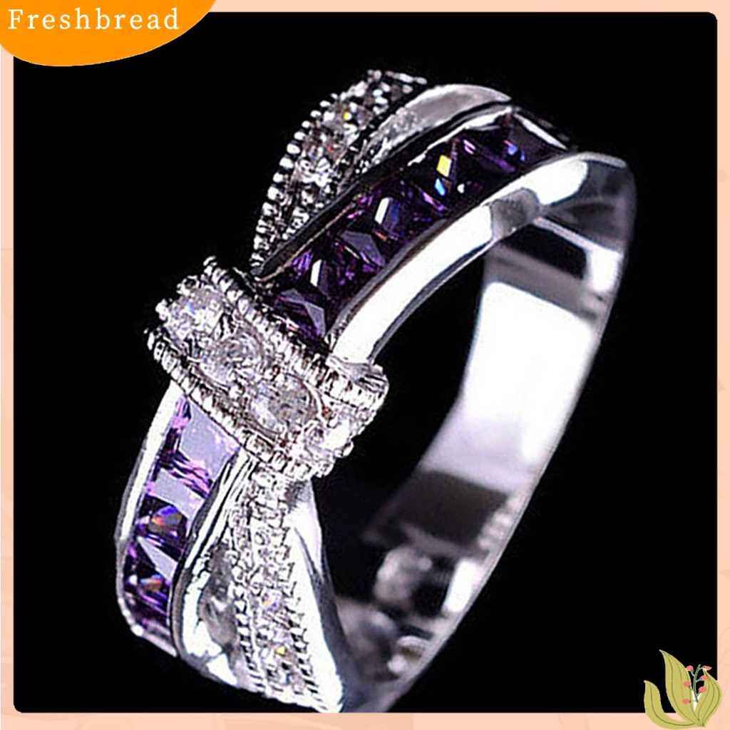 &lt; Freshbread &gt; Cincin Berlian Imitasi Hias Hias Alloy Desain Silang Finger Band Untuk Pesta