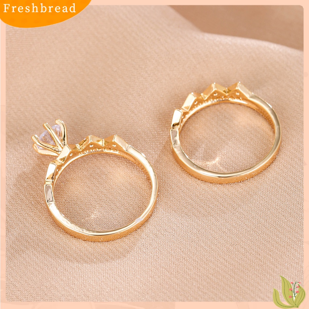 &lt; Freshbread &gt; 2Pcs/Set Wanita Cincin 2in1 Dilepas Mungil Hadiah Berlian Imitasi Bertatahkan Mahkota Pria Jari Cincin Perhiasan Fashion