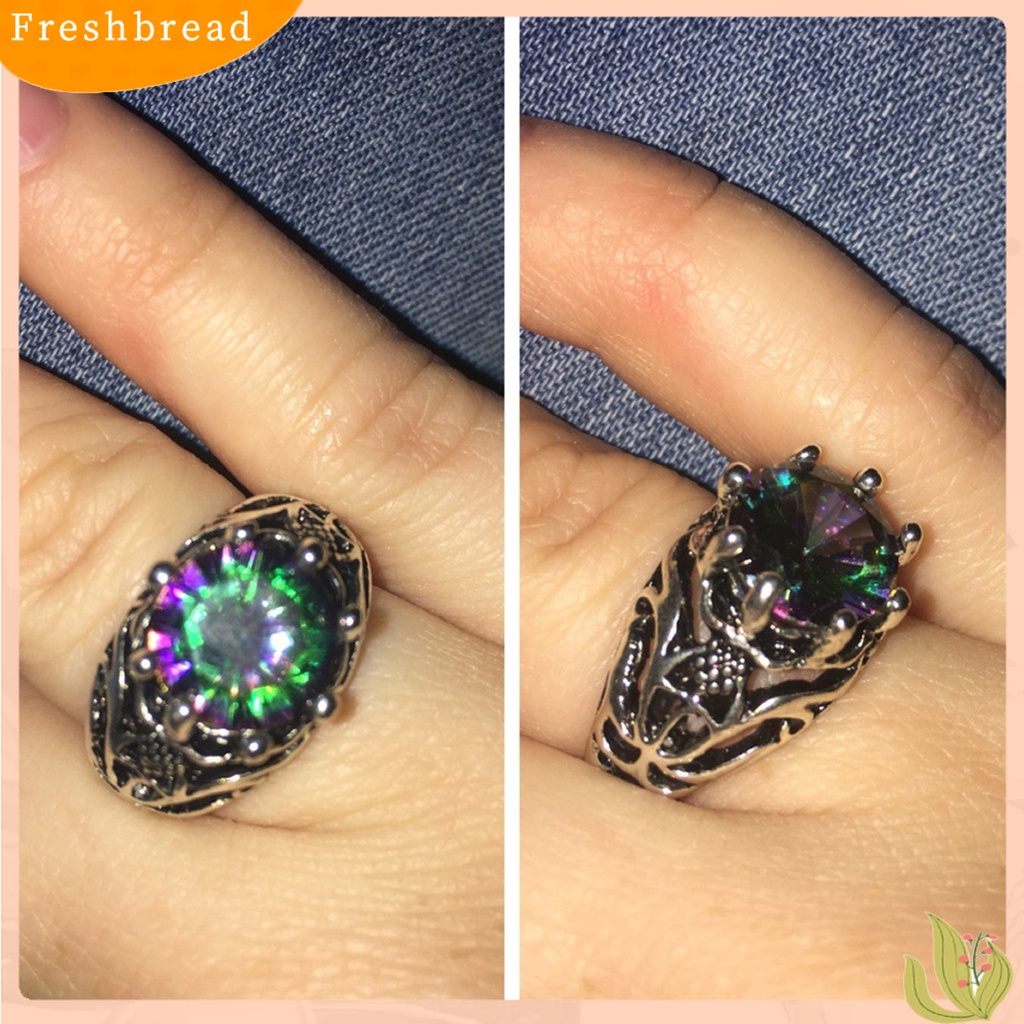 &lt; Freshbread &gt; Unisex Cincin Berongga Keluar Permata Imitasi Pria Wanita Vintage Ukiran Jari Cincin Hadiah Hari Kasih Sayang