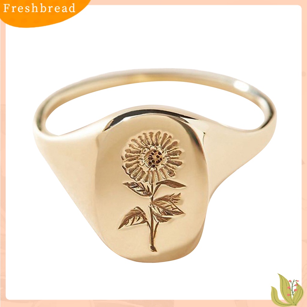 &lt; Freshbread &gt; Wanita Fashion Bunga Matahari Terukir Cincin Elegan Circlet Perhiasan Aksesoris Hadiah