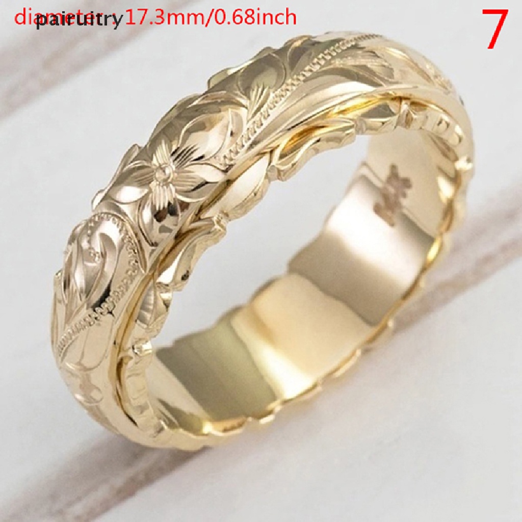 Prt Indah Wanita 14 K Emas Cincin Gantung Terukir Bunga Cincin Hadiah Anniversary PRT