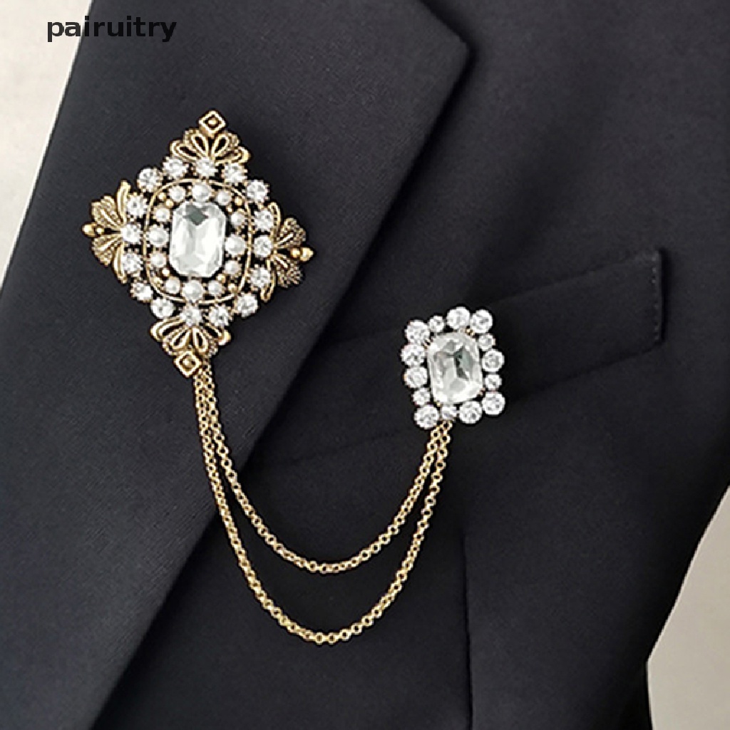 Prt Vintage Bros Rumbai Bahan Metal Untuk Wanita Dekorasi Jas Kristal Brooch Pin PRT