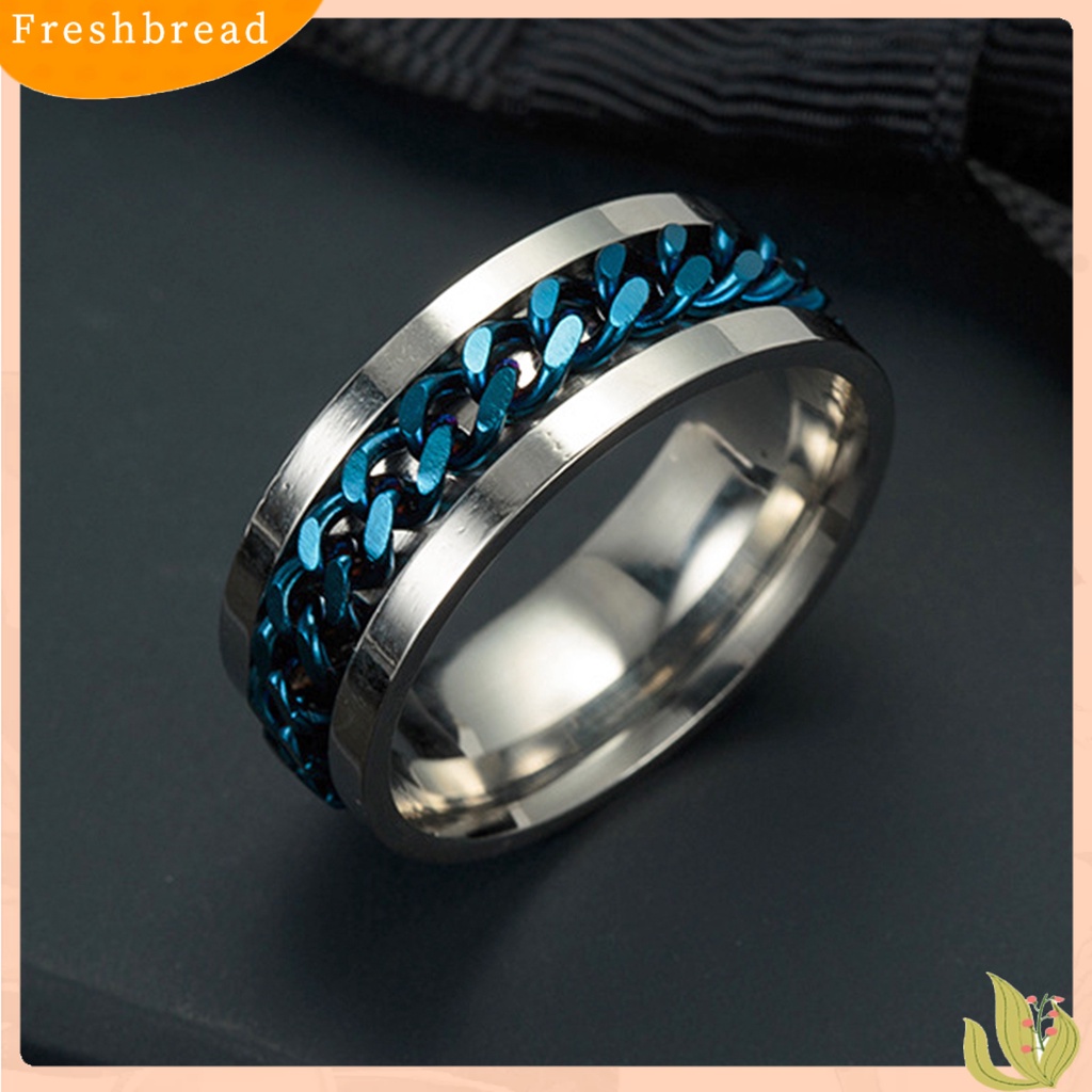 &lt; Freshbread &gt; Indah Pria Rantai Warna-Warni Punk Stainless Steel Spinner Pernikahan Band Cincin