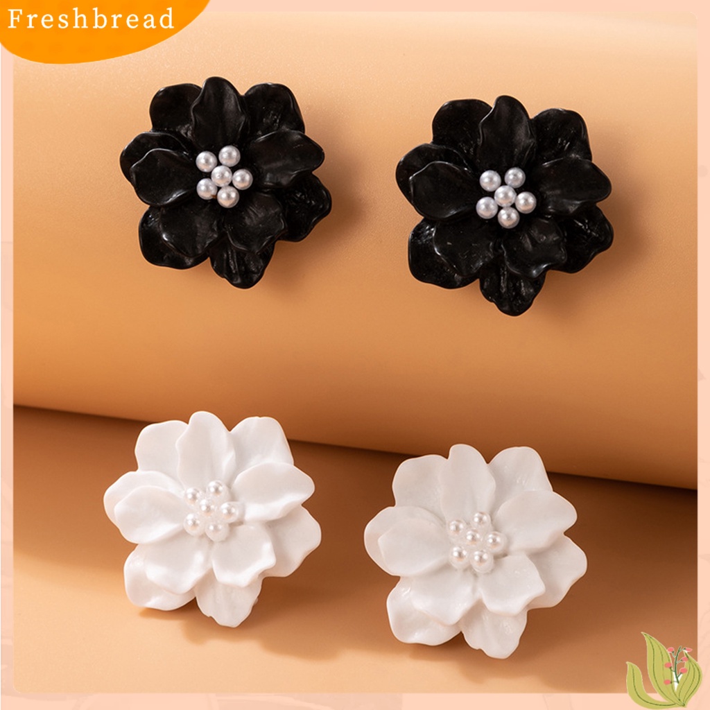 &lt; Freshbread &gt; 1pasang Anting Tusuk Anti Alergi Hias Temperamen Indah Hiperbole Bunga Anting Mutiara Imitasi Untuk Pacaran