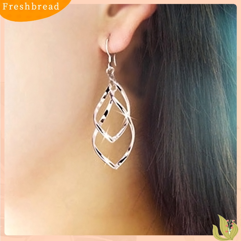 &lt; Freshbread &gt; Pesta Elegan Wanita Spiral Terkait Tetesan Air Panjang Menjuntai Kait Anting Perhiasan