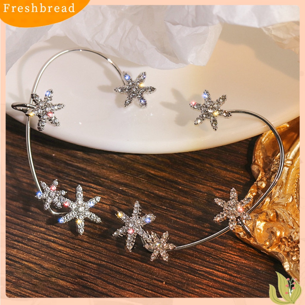 &lt; Freshbread &gt; 1Pc Pembungkus Telinga Anti Karat Hadiah Sempurna Alloy Cincin Telinga Berlian Imitasi Snowflake Halus Untuk Harian