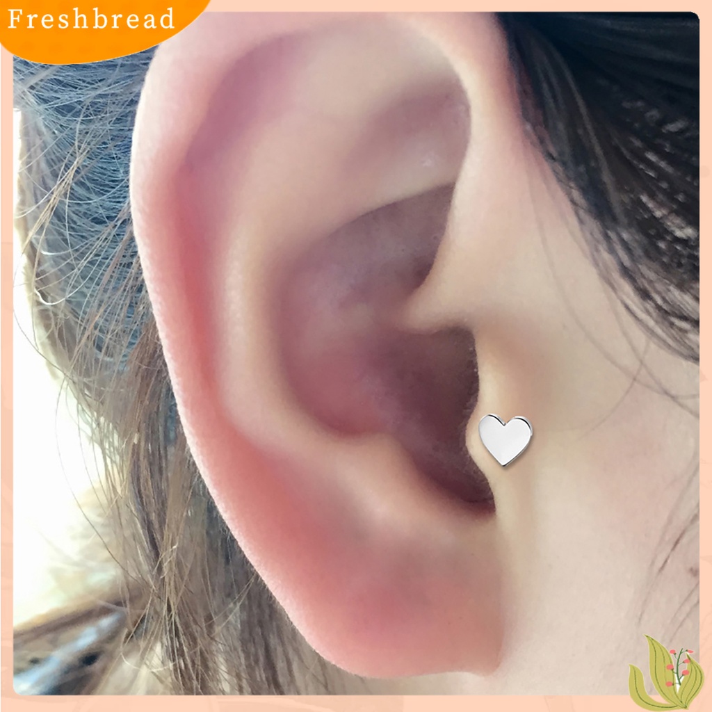 < Freshbread > 1Pc Anting Bentuk Hati Hias Alloy Gadis Geometris Stud Earring Untuk Festival