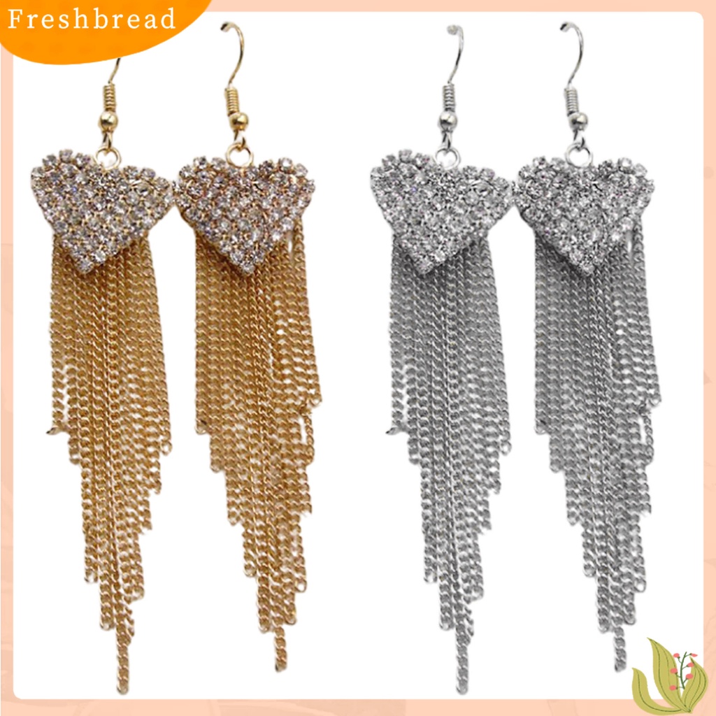 &lt; Freshbread &gt; 1pasang Anting Kait Tindik Hias Alloy Heart Decor Menjuntai Earrings Untuk Kehidupan Sehari-Hari