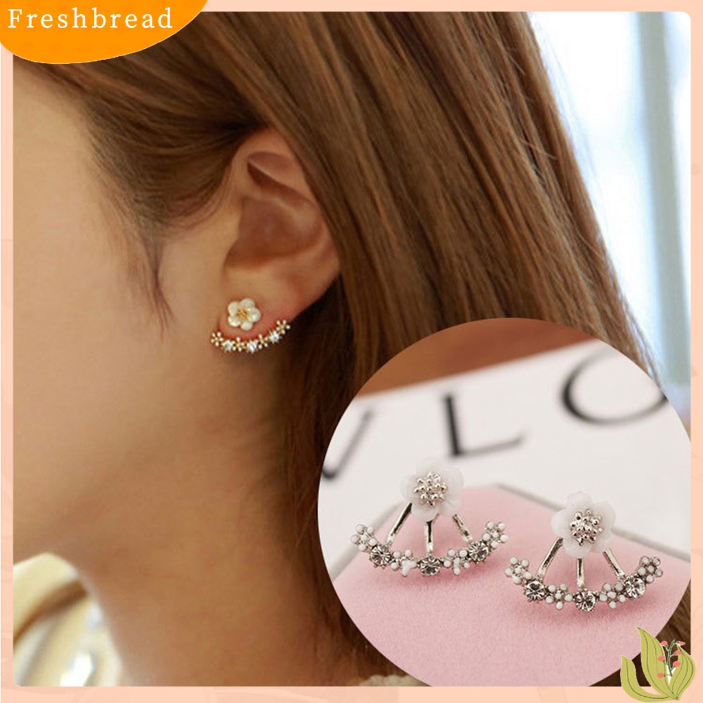 &lt; Freshbread &gt; 1pasang Anting Pejantan Kristal Imitasi Mewah Glitter Gaya Korea Fashion Krisan Hias Berlian Imitasi Earrings Perhiasan Aksesori